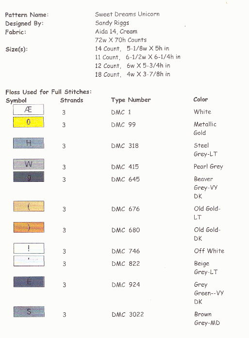 unicorn and star floss list 1